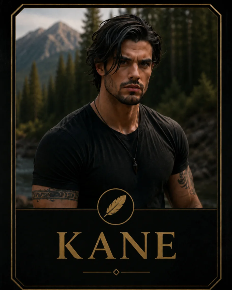 Portrait of Kane against a mountain and forest landscape